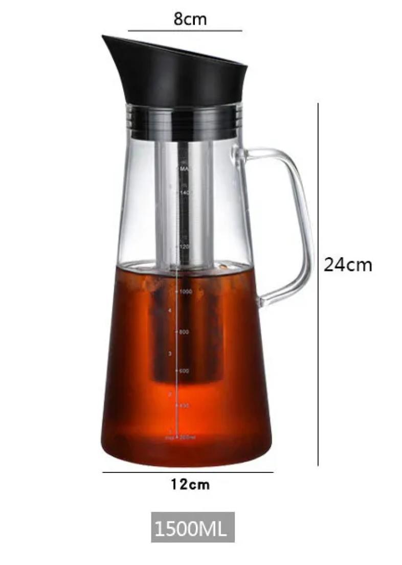 Alkaline Water Filter Pitcher with Infuser, Glass Pitcher with Lid 1.5L | 9.5 pH Alkaline Filters | Tea Pitcher | Borosilicate Glass | Infuser Pitcher