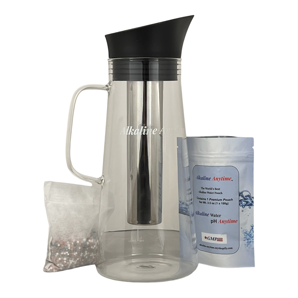 Alkaline Water Filter Pitcher with Infuser, Glass Pitcher with Lid 1.5L | 9.5 pH Alkaline Filters | Tea Pitcher | Borosilicate Glass | Infuser Pitcher