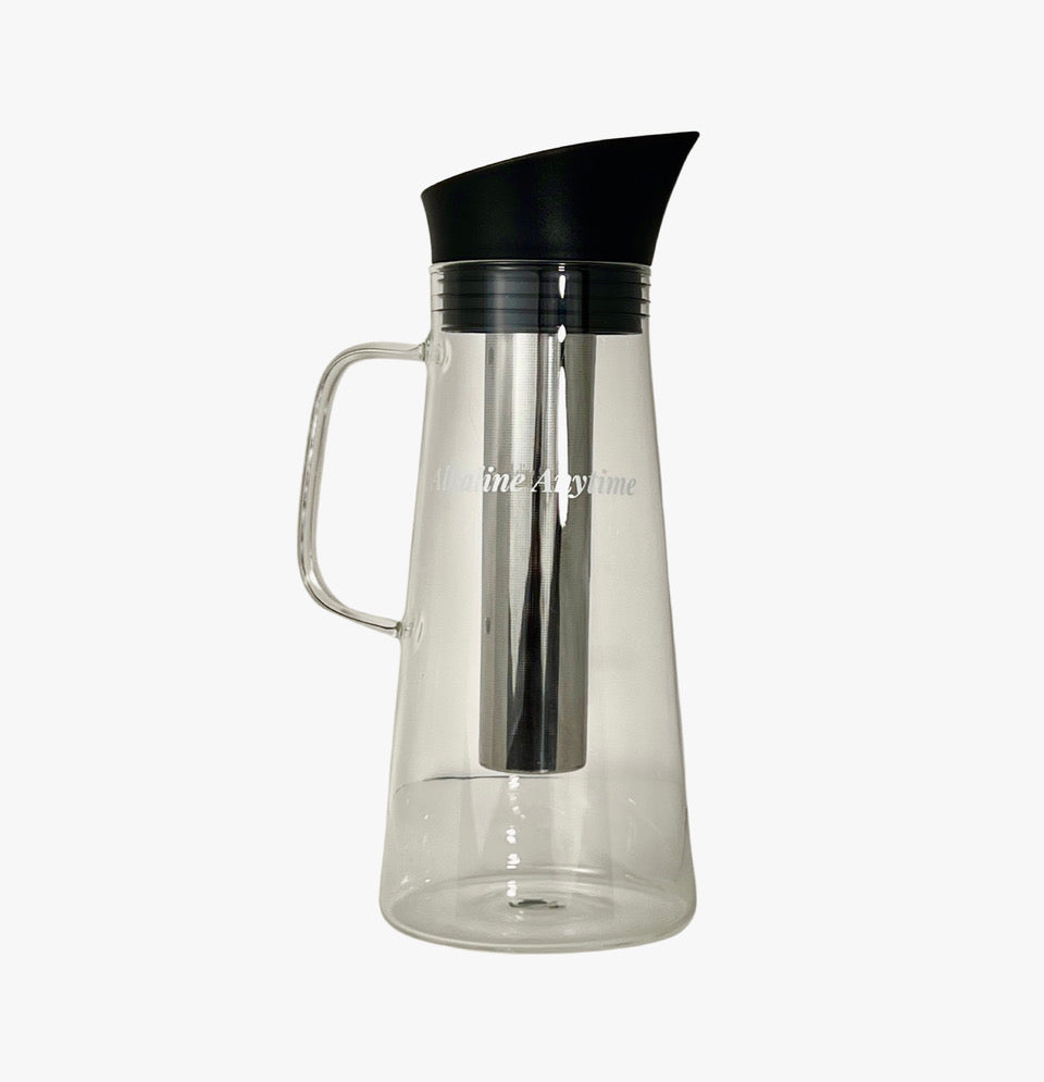 Alkaline Water Filter Pitcher with Infuser, Glass Pitcher with Lid 1.5L | 9.5 pH Alkaline Filters | Tea Pitcher | Borosilicate Glass | Infuser Pitcher