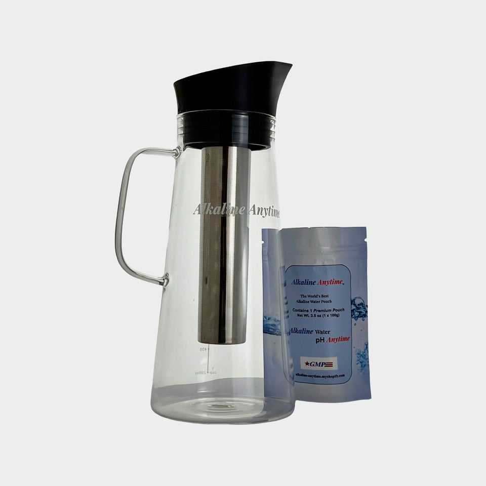 Alkaline Water Filter Pitcher with Infuser, Glass Pitcher with Lid 1.5L | 9.5 pH Alkaline Filters | Tea Pitcher | Borosilicate Glass | Infuser Pitcher