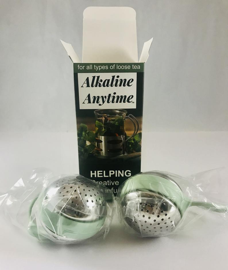 Alkaline Anytime Tea Infusers- 2 Stainless Steel Tea Ball Infusers- Infuse Tea, Coffee or Alkaline Water - Alkaline Anytime